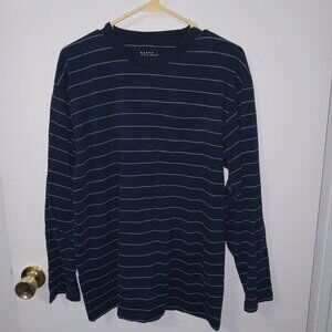 galaxy by harvic long sleeve Shirt Womens Navy Blue With White Stripes Size XL E
